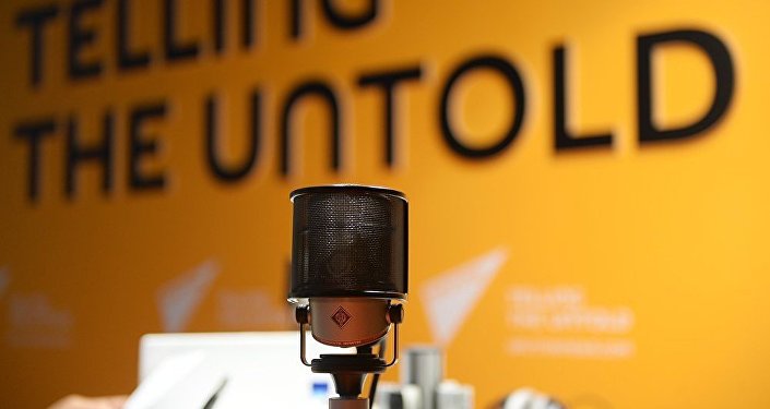 Микрофон в студии радио Sputnik, архивное фото Микрофон в студии радио Sputnik, архивное фото