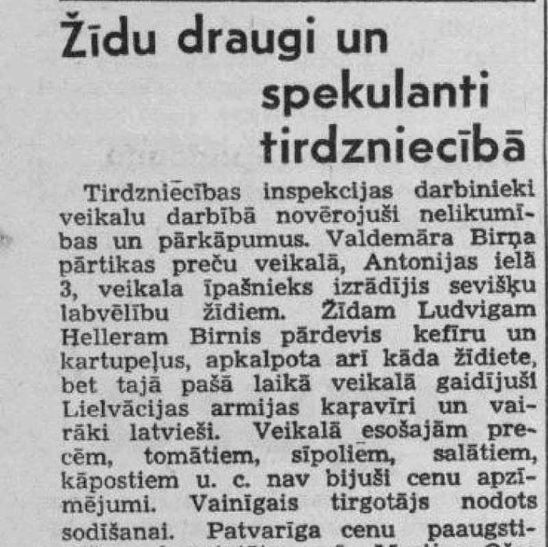 Газета Tevija, 4 августа 1941 года Газета Tevija, 4 августа 1941 года